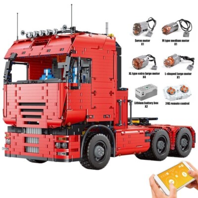 Mould King 19005 Tractor Truck Block Kits Model Car MOC Building Blocks Set RC