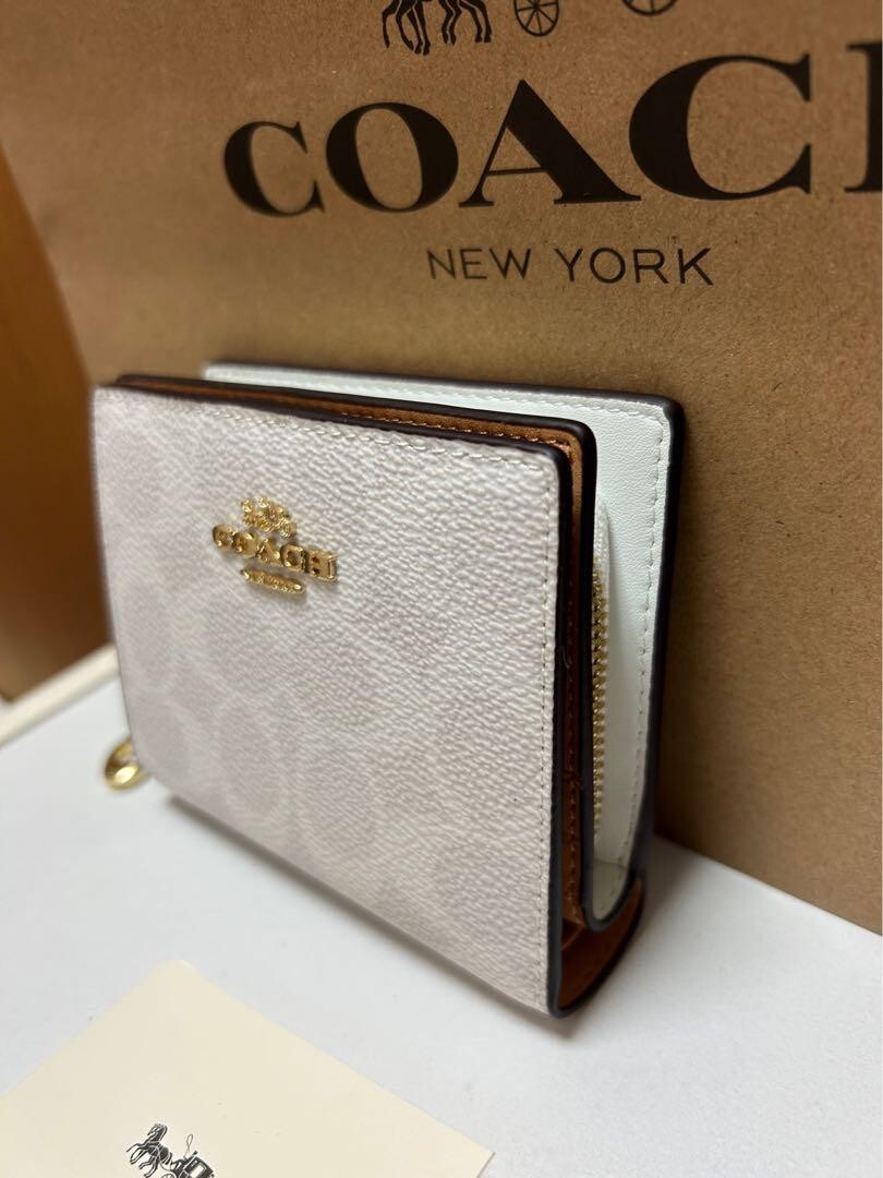 小物 Vintage Coach bifold wallet clasp white Coach fold mini wallet white signature from Japan | eBay