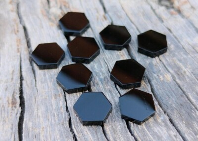 Natural Black Onyx Hexagon Shape Flat Gemstones AAA Quality Cabochon Disc