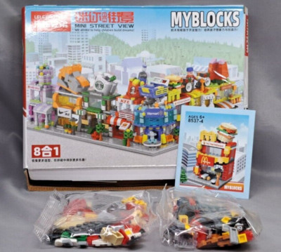 burger shop Decoration Model Building Blocks Assemble Bricks Toys.