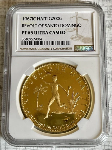 Haiti 1967 IC Revolt of Santo Domingo 200 Gourdes Gold NGC PF65 UC SKU# 7744