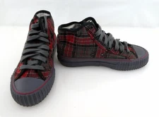 PF Flyers Shoes Center Reissue Hi Tartan/Gray Red Sneakers Womens 6