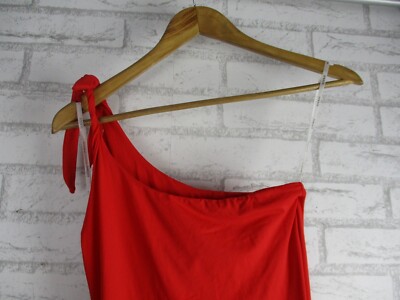 strapless open back dress Milena One Shoulder Crepe Maxi Dress / Red | Meshki