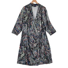 Jete Shift Dress Womens Plus 4X Multi 3/4 Sleeve Asymmetrical V Neck Drawstring