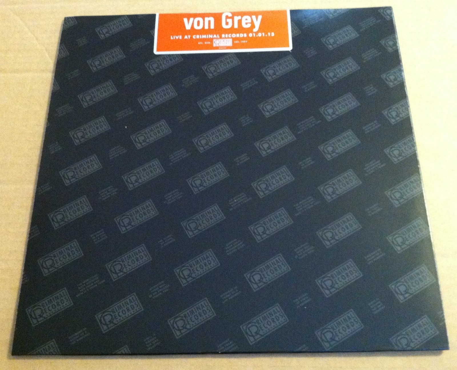 VON GREY Live at Criminal Records 2014 Ultra Limited Vinyl LP Mint