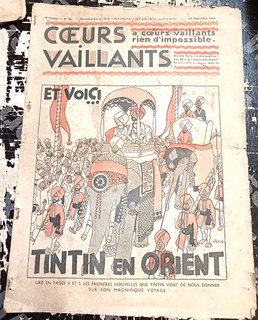 COEURS VAILLANTS N°38 16 SEPT 1934 COUVERTURE HERGE ET VOICI TINTIN EN ORIENT