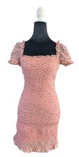 Guess NWT Dress Milkmaid Peasant Fairy Cottage Smocked Floral Ruffle SZ Medium 