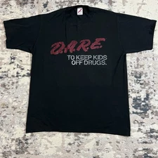 Vintage 90s DARE Drug-Resistance T-Shirt Large Single-Stitch Anti-Drug Fade