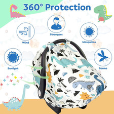 Baby Car Seat Cover Infant Windproof Carseat Canopy Stretchy Extra Large Mesh
