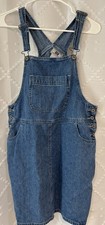 Vintage Denim Jean Jumper Dress Knee Length Size 8 Cowgirl 90s Y2K