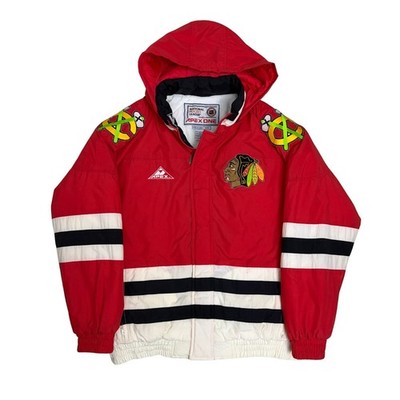 Vintage 90s APEX ONE Chicago Blackhawks Jacket Winter Parka Puffer Coat Mens M