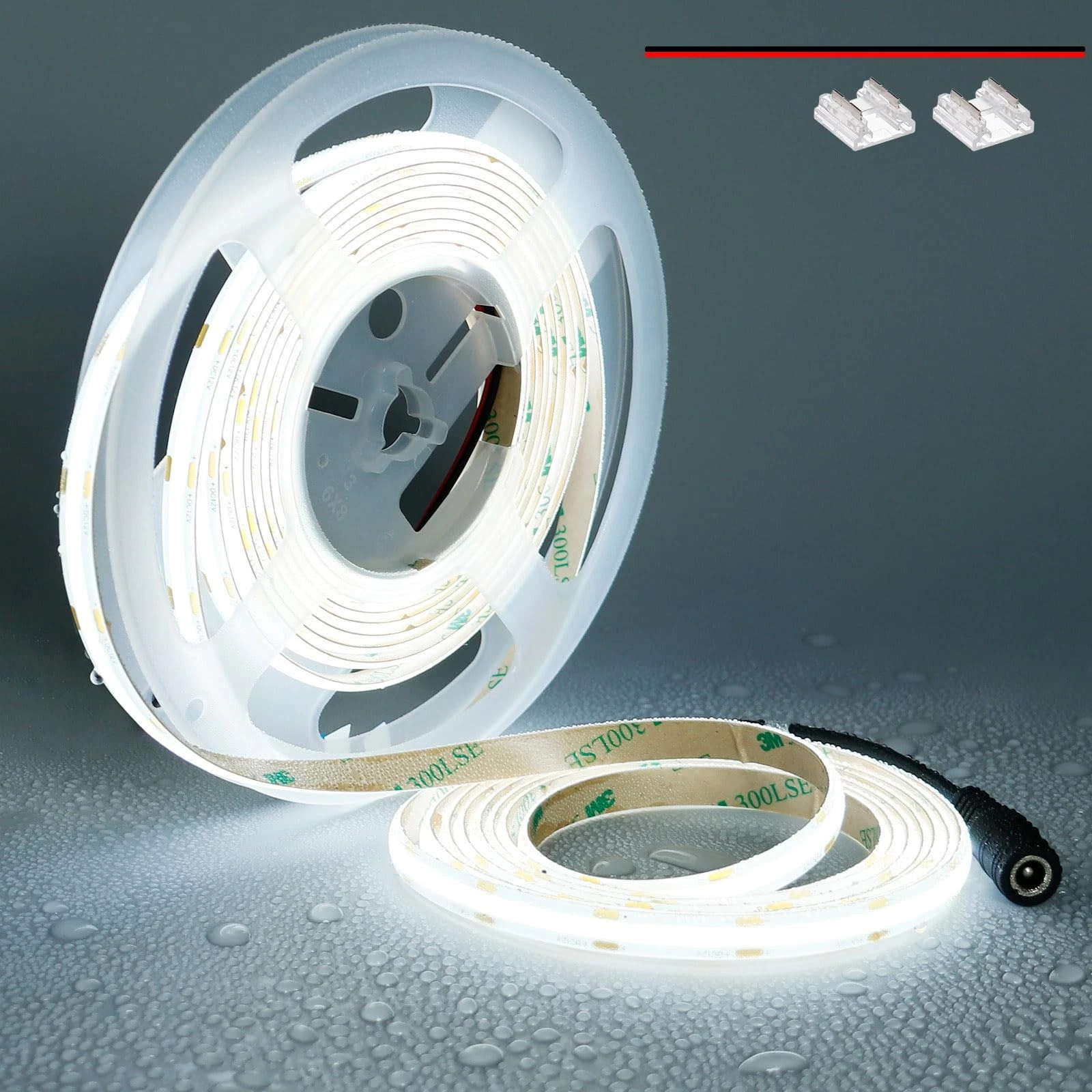 12V COB LED Strip Light 6000K Cool White Waterproof IP65 480LEDs/M Super Brig...