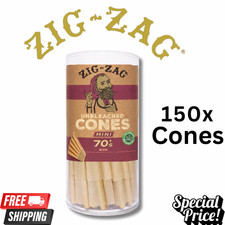 Zig Zag 70/30 Unbleached Mini 70mm Pre Rolled Rolling Cones 150ct