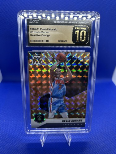 2020-21 Panini Mosaic Kevin Durant #7 Reactive Orange Prizm CGC Pristine 10 - Picture 1 of 2