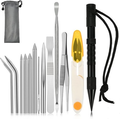 14Pcs Paracord Stitching Set Stainless Steel Lacing Needles FID Knotter Tools wi