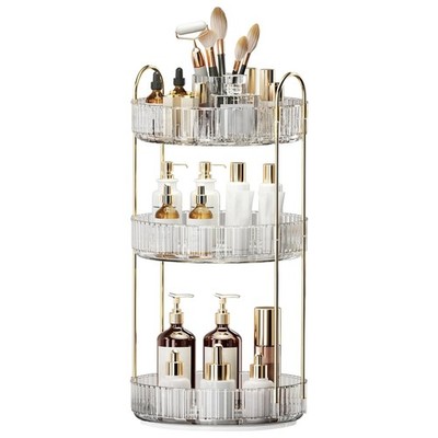 360° Rotating Makeup Organizer, Large-Capacity Skincare Make Up Storage 3 Tie...