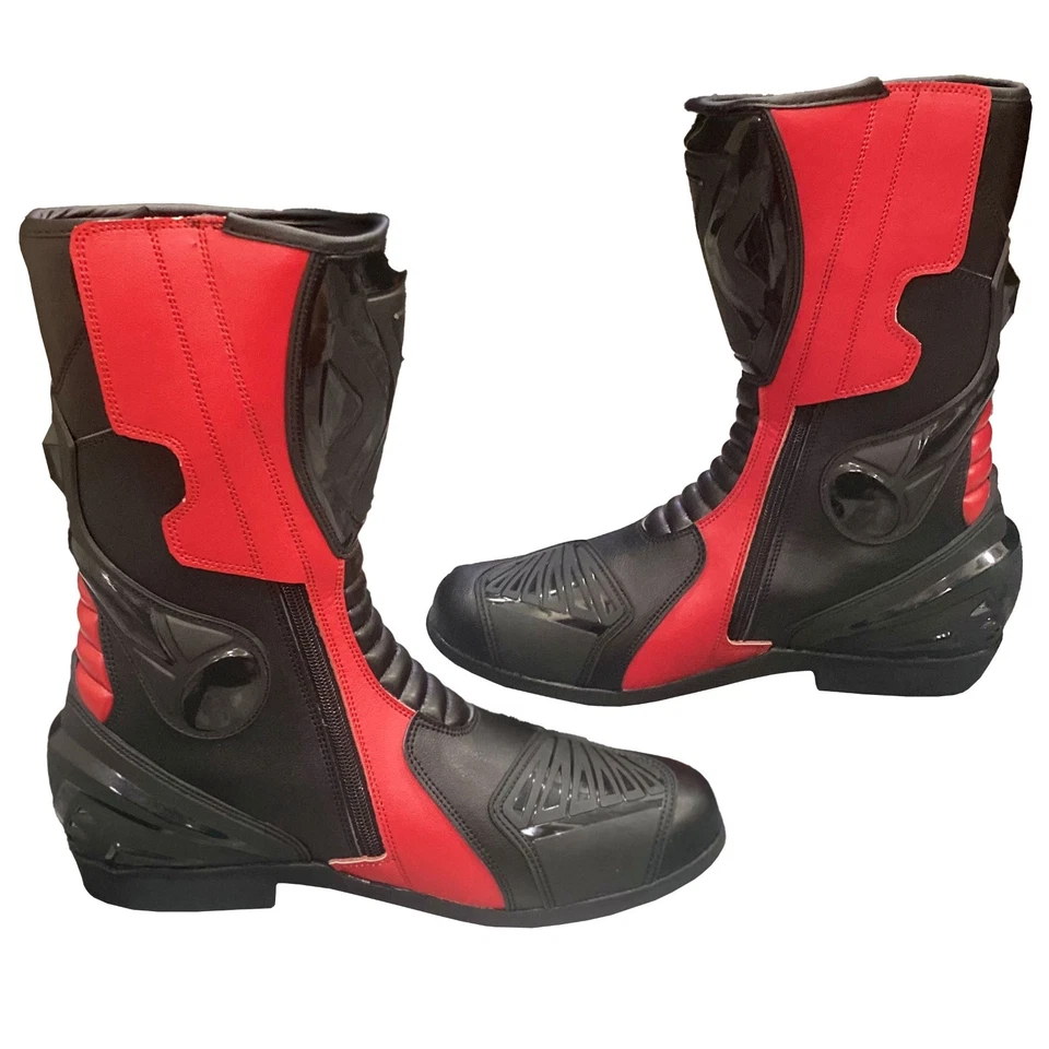 BMW M Motorrad Serie M Negro Rojo Moto Carreras Cuero Botas Protección Bicicleta Foto 3 de 4