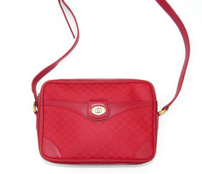 Vintage GUCCI Red Micro GG Shoulder Crossbody Bag Medium Leather