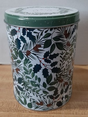 Christmas Joy Green Tin With Pinecones & Berries 5.5'' Tall