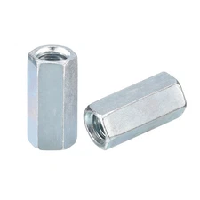 5pcs M10x17x30mm Coupling Nuts, Galvanized Carbon Steel Hex Threaded Rod Coupler