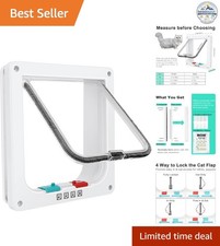 Cat Door Flap 7.76x7.5in Magnetic Closure Weatherproof for Thin Doors
