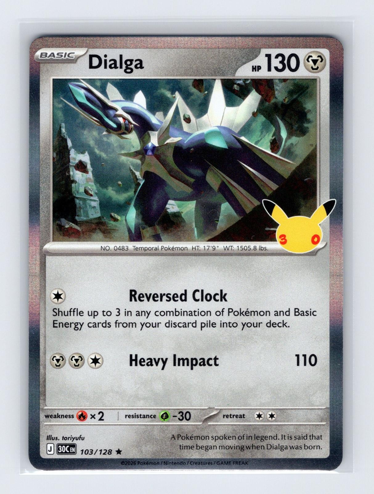 Dialga 103/128 R Pokemon ME: 30th Celebration Holo NM/M