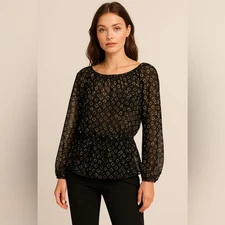 Chico's Black and White Boxy Blouse with Relaxed Fit 🖤🤍