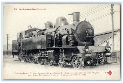 c1910 Machine no 5501 Compound with 4 Cylinders French Locomotive Paris Postcard
