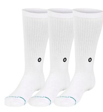 Stance Men's Icon Crew Socks 3 Pack White Large L 9-13 Cotton Casual Cushion