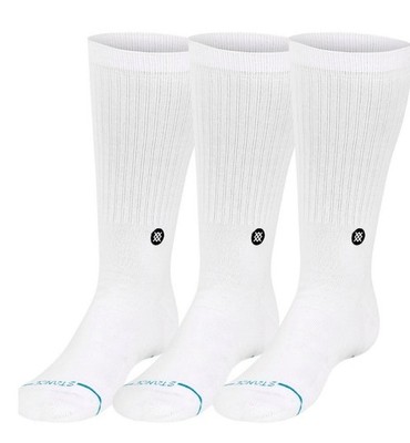 Stance Men's Icon Crew Socks 3 Pack White Large L 9-13 Cotton Casual Cushion