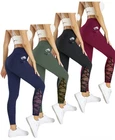 Women Fitness Leggings Two Side Pocket Gym Lace High Waist Stretch Yoga Pants