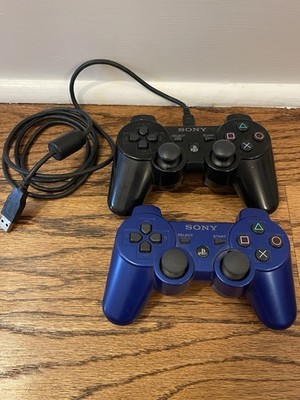 Genuine Sony PS3 DualShock 3 Wireless Controllers Black/BlueCECHZC2U A2 OEM+cabl