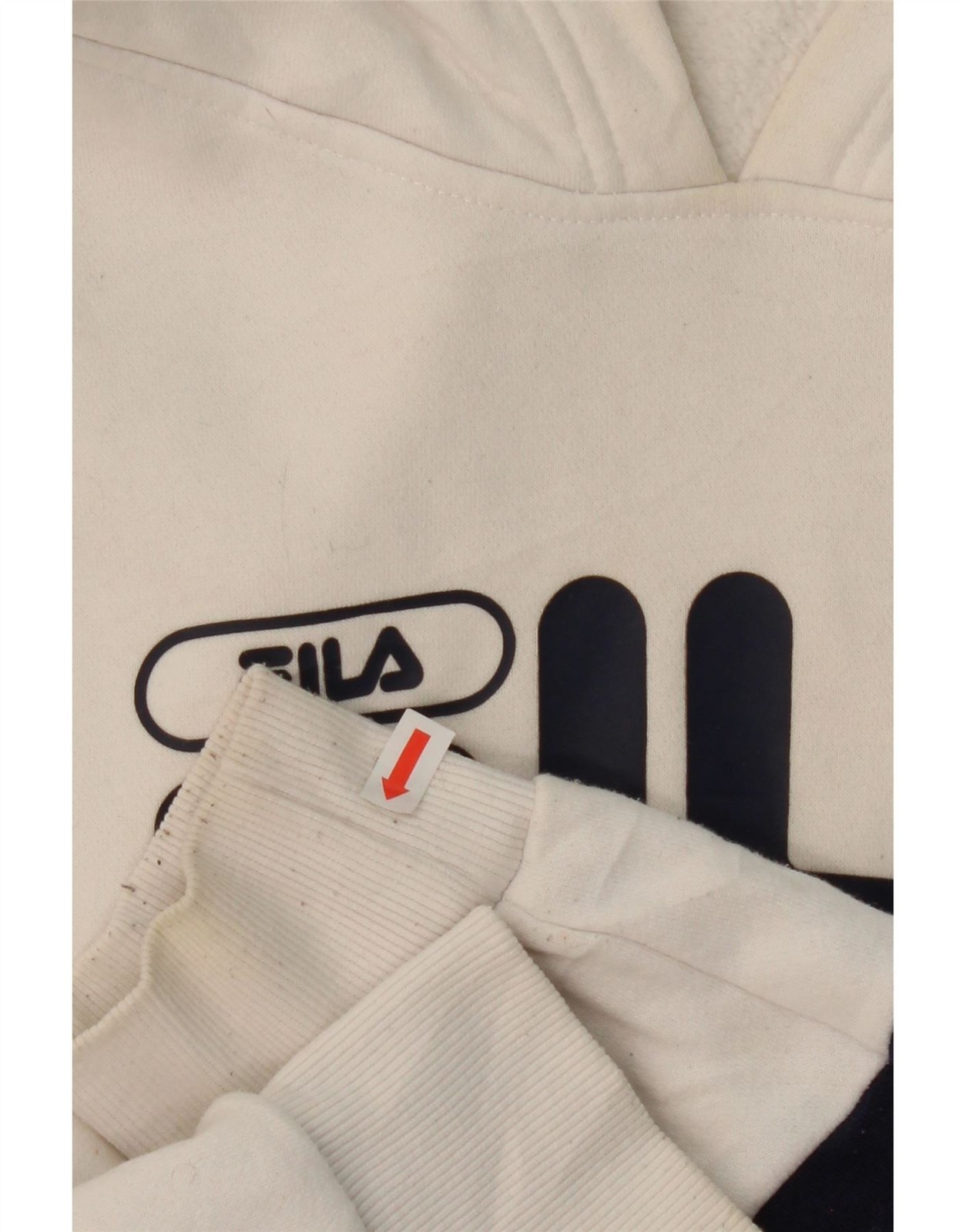 FILA maglione donna oversize crop con cappuccio UK 14 Medium bianco colorblock DI13