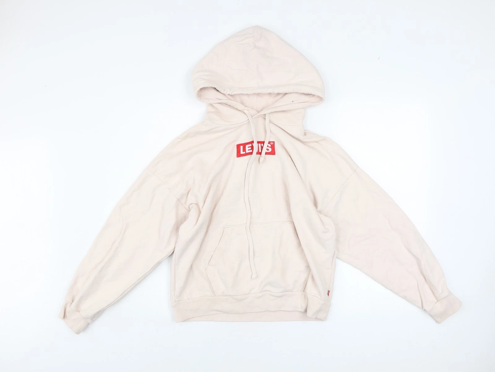 Levi's Women Beige Cotton Pullover Hoodie XS Relaxed Fit