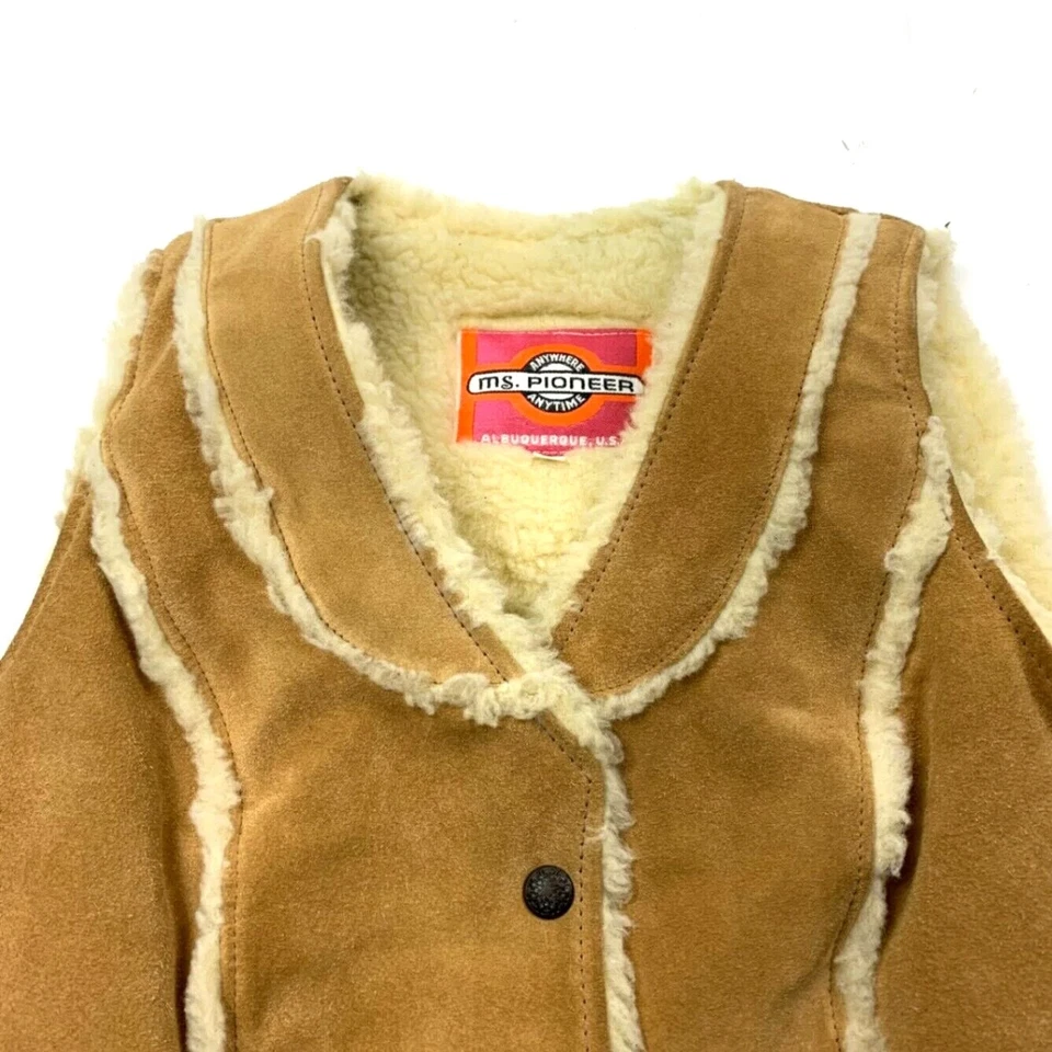 Chaleco Western Rancho Forrado Sherpa Cuero Marrón Ms. Pioneer Niñas De Colección Talla 8 Foto 4 de 4