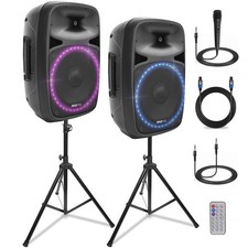 Portable Bluetooth PA Speaker 80W 15 Rechargeable Party Lights Pyle Wireless