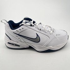 Nike Air Monarch IV Mens Size 10 4E White Blue Athletic Leather Shoes Sneakers