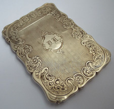 LOVELY ENGLISH ANTIQUE VICTORIAN 1857 SOLID STERLING SILVER CALLING CARD CASE