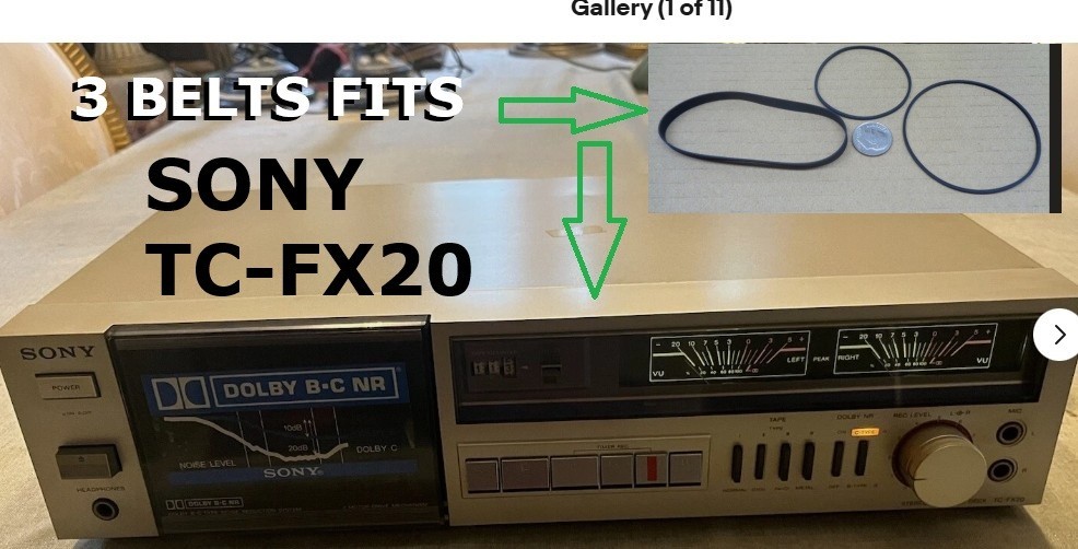 3 PCS BELT KIT FITS SONY SINGLE CASSETTE DECK MODEL # TC-FX2