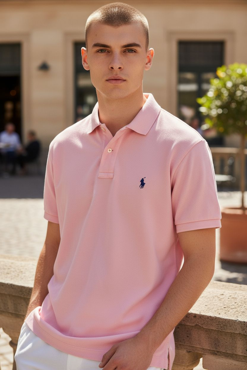Vintage Polo Ralph Lauren Shirt Mens Small Pink Pique Polo Pony