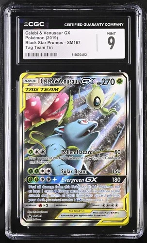 CGC 9 MINT Celebi & Venusaur GX 2019 Black Star Promos SM167 Pokemon Card