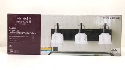 Home Decorators Rockhill 22 in. 3-Light Black Bathroom Vanity Light New