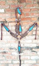 Custom Premium Horse Show Saddle Tack Western Leather Headstall Breast Collar