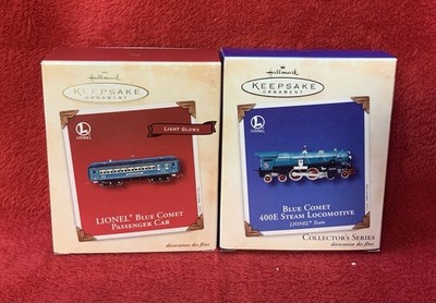 Hallmark Lot (2) Lionel Blue Comet Passenger Car &  400E Steam Locomotive New