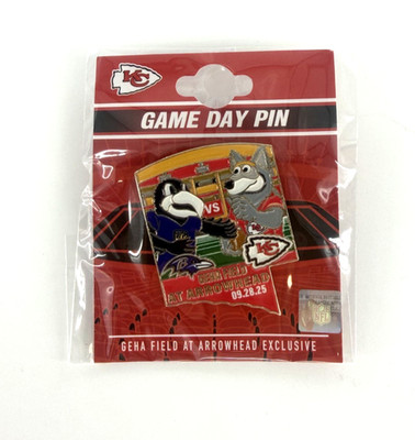 KC Chiefs VS Baltimore Ravens GEHA Arrowhead Exclusive Game Day Pin 9/28/25 NIB