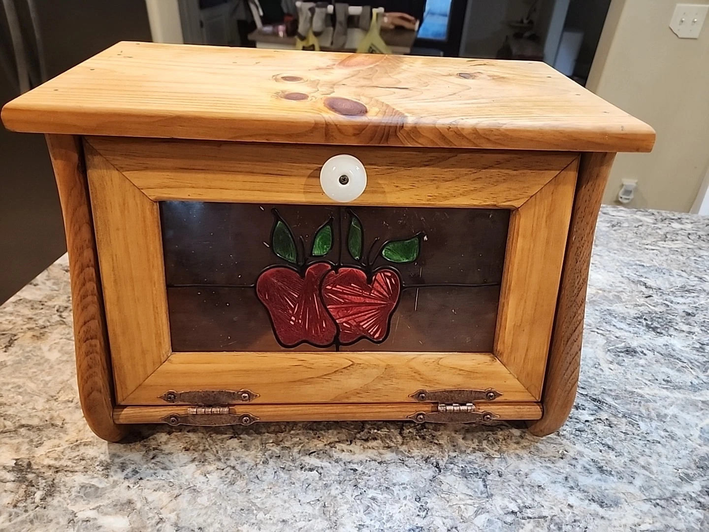 Vintage Wooden Bread Box Painted Apple Glass Front
Opens in a new window or tab