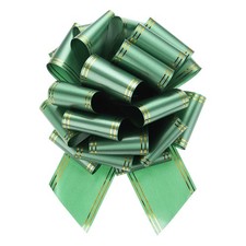 12 Inch Large Pull Bow Metallic Ribbon with Gold Edge for Wrapping,Dark Green