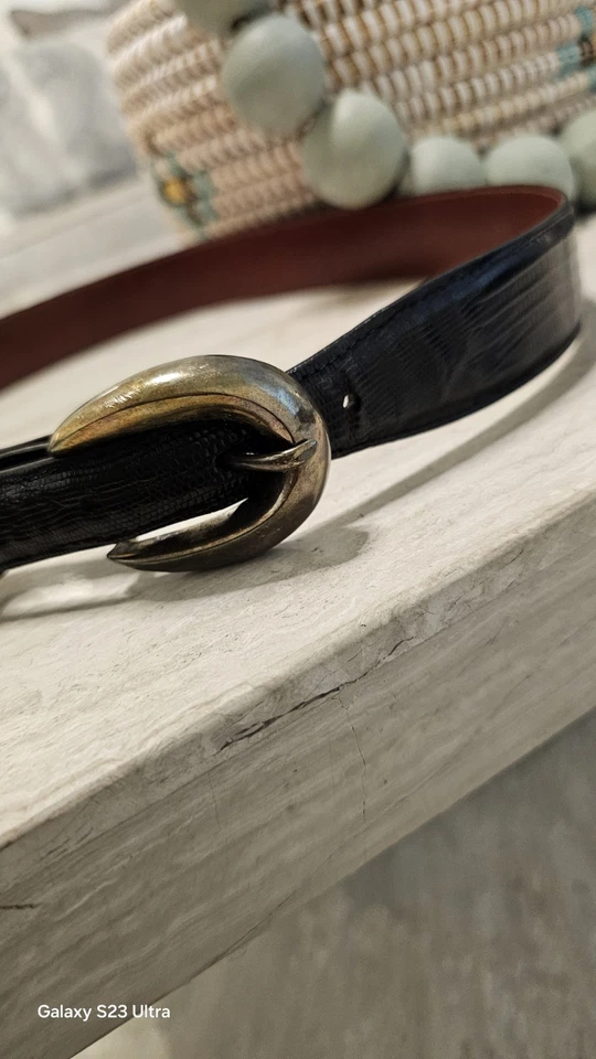 Harley Baldwin из натуральной черной кожи ремень размер 30 серебро пряжка, винтажный - Изображение 2 из 4