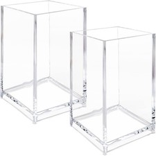 2 Pack Clear Acrylic Pencil Pen Holder Cup, Clear Makeup Brush Holder, Acrylic