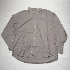 Uniqlo Pinstripe Button Down Long Sleeve Dress Shirt Men’s Sz 2XL Brown/White